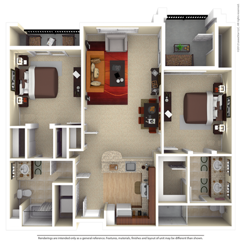2x2 Floor Plan 1123-1362 sf